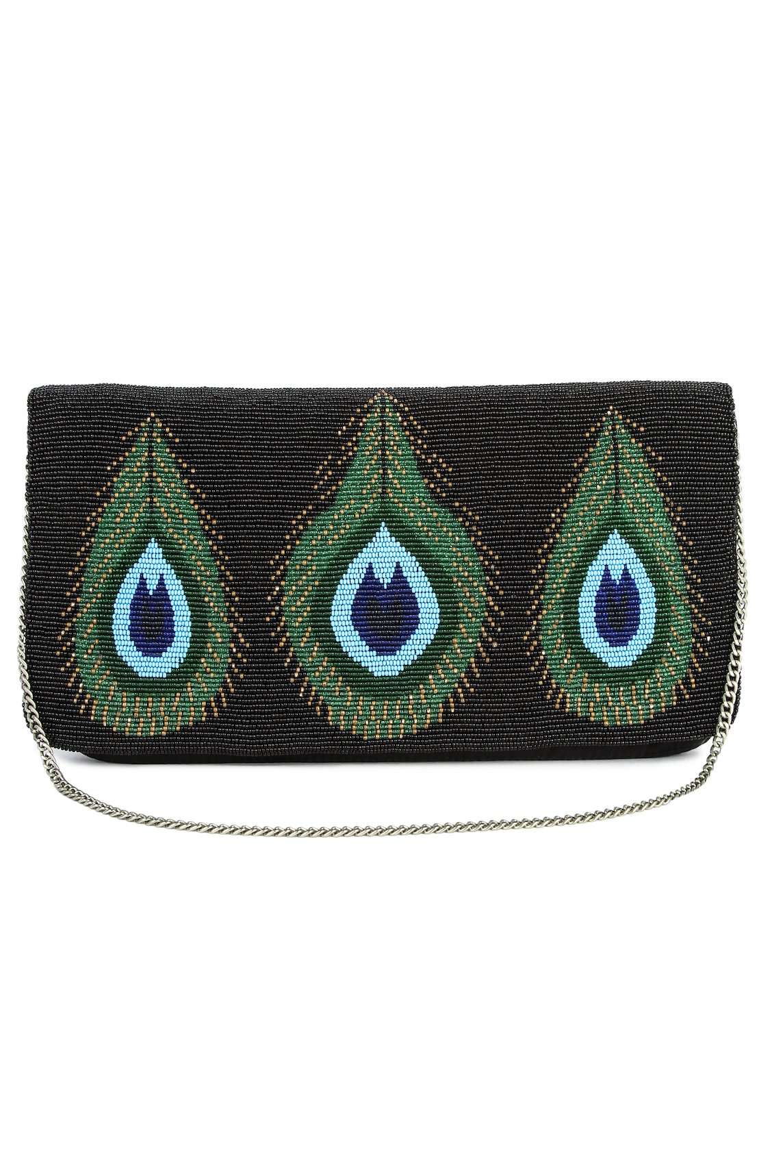 Elegant Black Peacock Feather Clutch Bag for Women - Perfect for Evening Parties, Weddings & Special Occasions