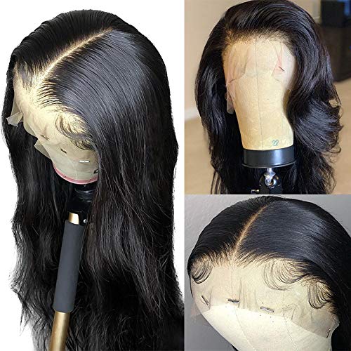 QUINLUX 13x6 Deep Lace Front Human Hair Wig - Brazilian Remy Hair Body Wave 180% Density 18 Inch with Pre-Plucked Hairline & Bleached Knots for Black Women | HD Transparent Lace Wig with Baby Hair for Everyday Wear & Special Occasions