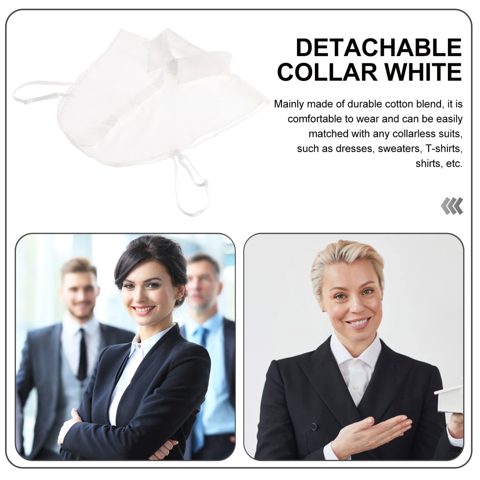 Women's Detachable Collar Half Shirt - Removable Choker Blouse with Fake Round Collar for Commuting | White Tank Top with Button Extender | Perfect for Office Wear, Casual Outfits & Child Fashion