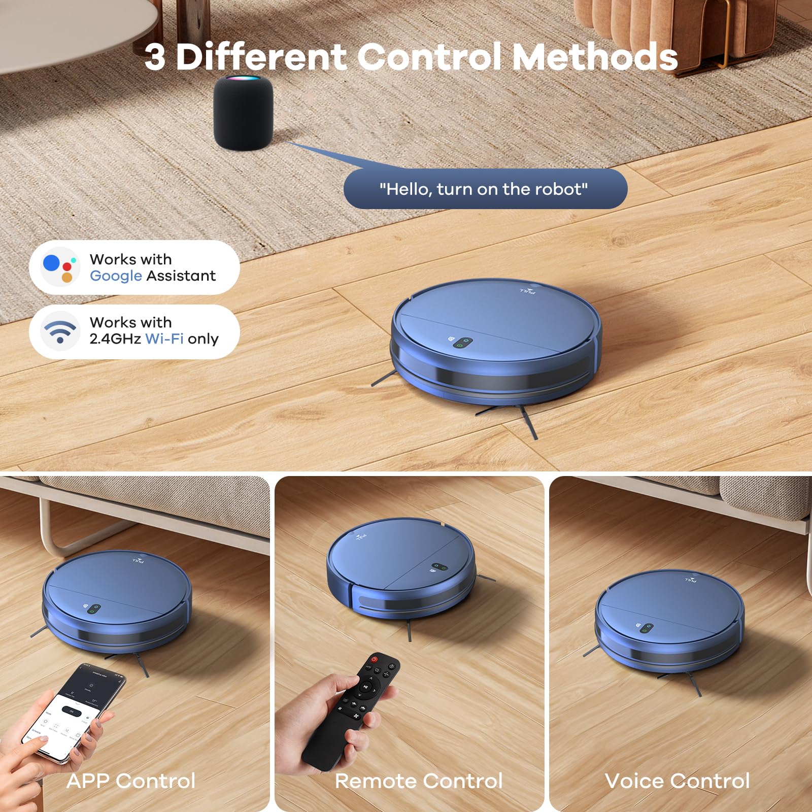 ZCWA WiFi Robot Vacuum & Mop - 4 Cleaning Modes for Pet Hair, Carpets & Corners - Home Cleaning Solution