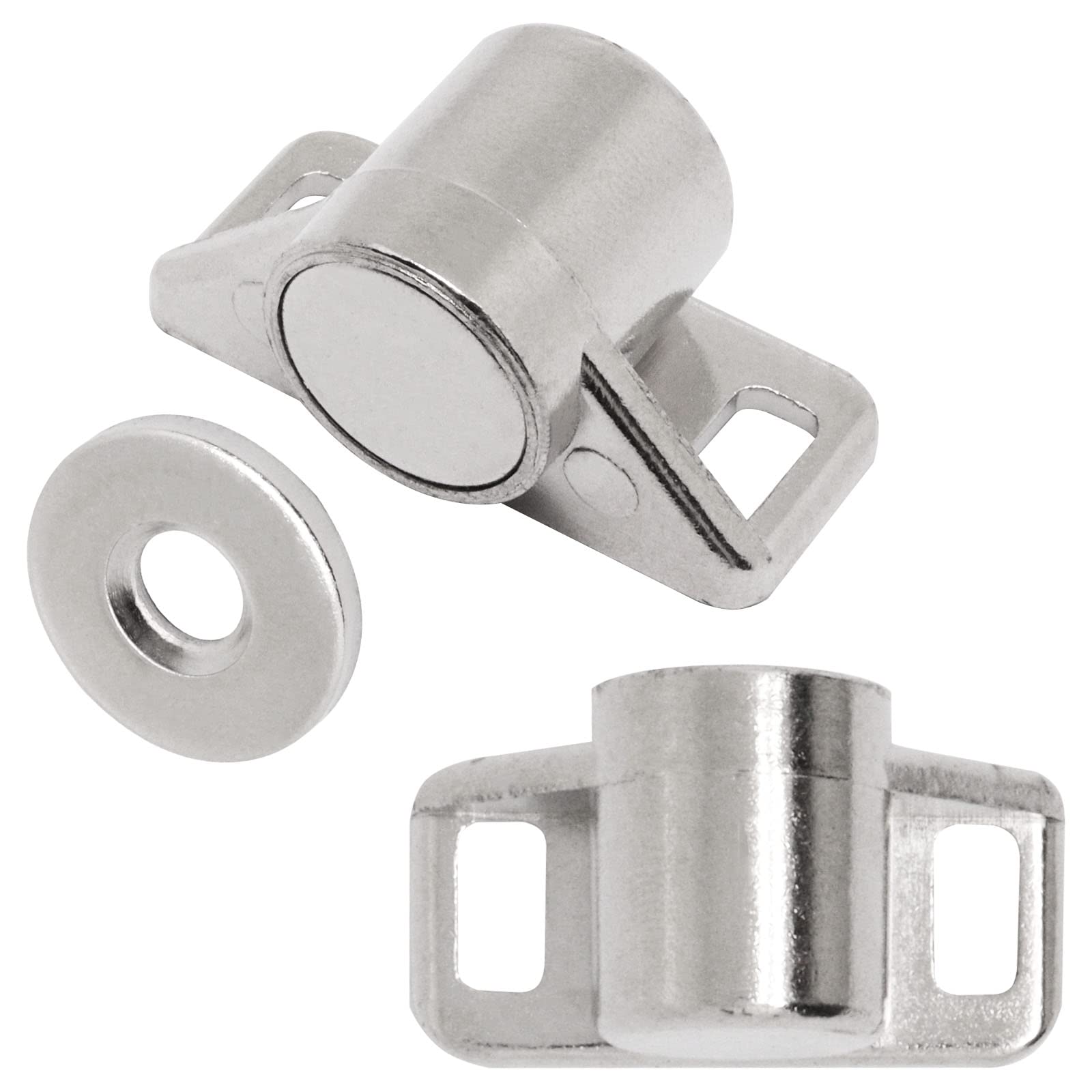 6 Pack Cabinet Door Magnets - Strong Magnetic Door Catch & Drawer Locks for Kitchen Cupboards, Closets & Cabinets - Keep Doors Securely Closed (Silver) - Perfect for Child Safety & Home Organization