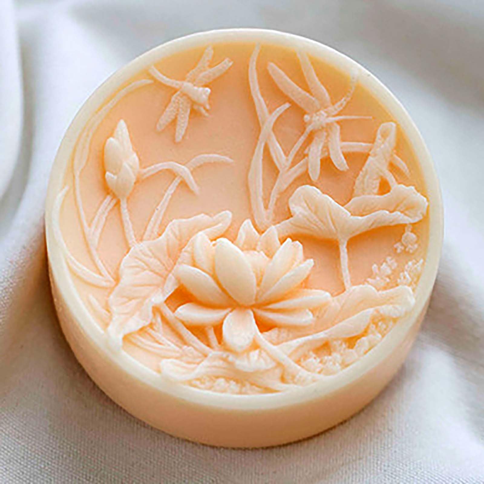 Premium Silicone Soap Molds for DIY Handmade Soap - Round Flower, Lotus & Dragonfly Design - Ideal for Cold Process Soap Making, Bath Bombs, Candle Making - Perfect for Home Crafting, Gifts & Spa Decor