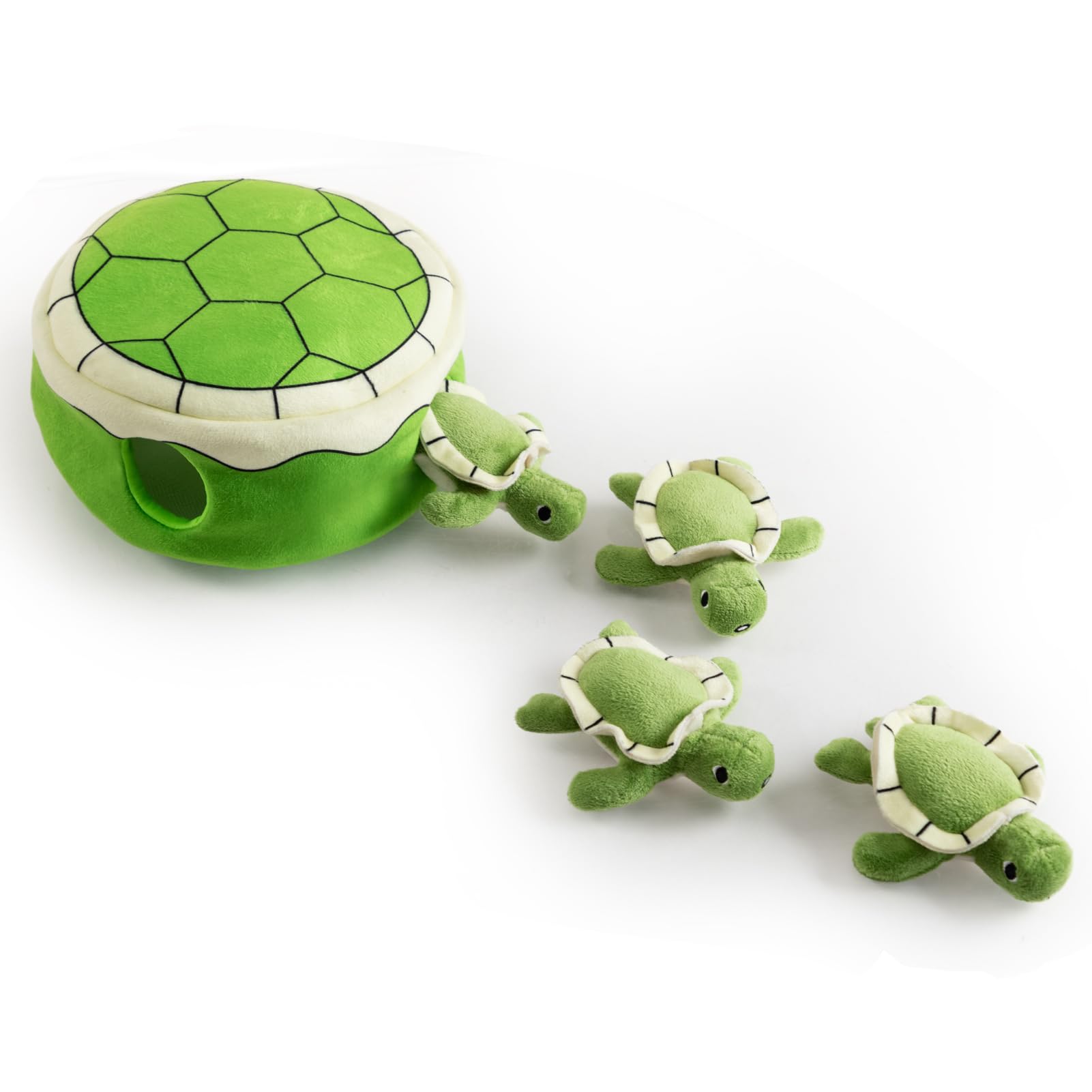 Hollypet Squeaky Dog Toy - Interactive Plush Hide & Seek Chew Toy for Small & Medium Dogs | Puppy Teeth Cleaning Toy | Non-Aggressive Chewers | Turtle Design | Perfect for Indoor Play & Training