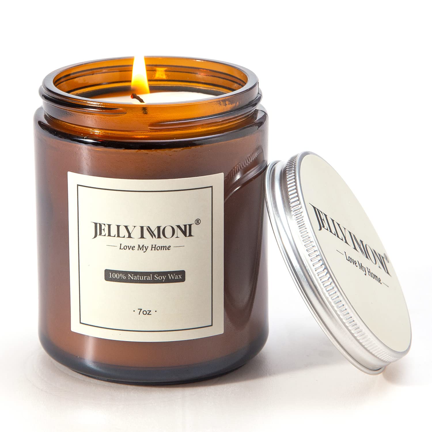 JELLYMONI Premium Lavender & Eucalyptus Scented Soy Wax Candle - 7oz Jar Candle with 35-Hour Burn Time, Aromatherapy Home Decor Gift for Relaxation, Spa, Yoga & Meditation