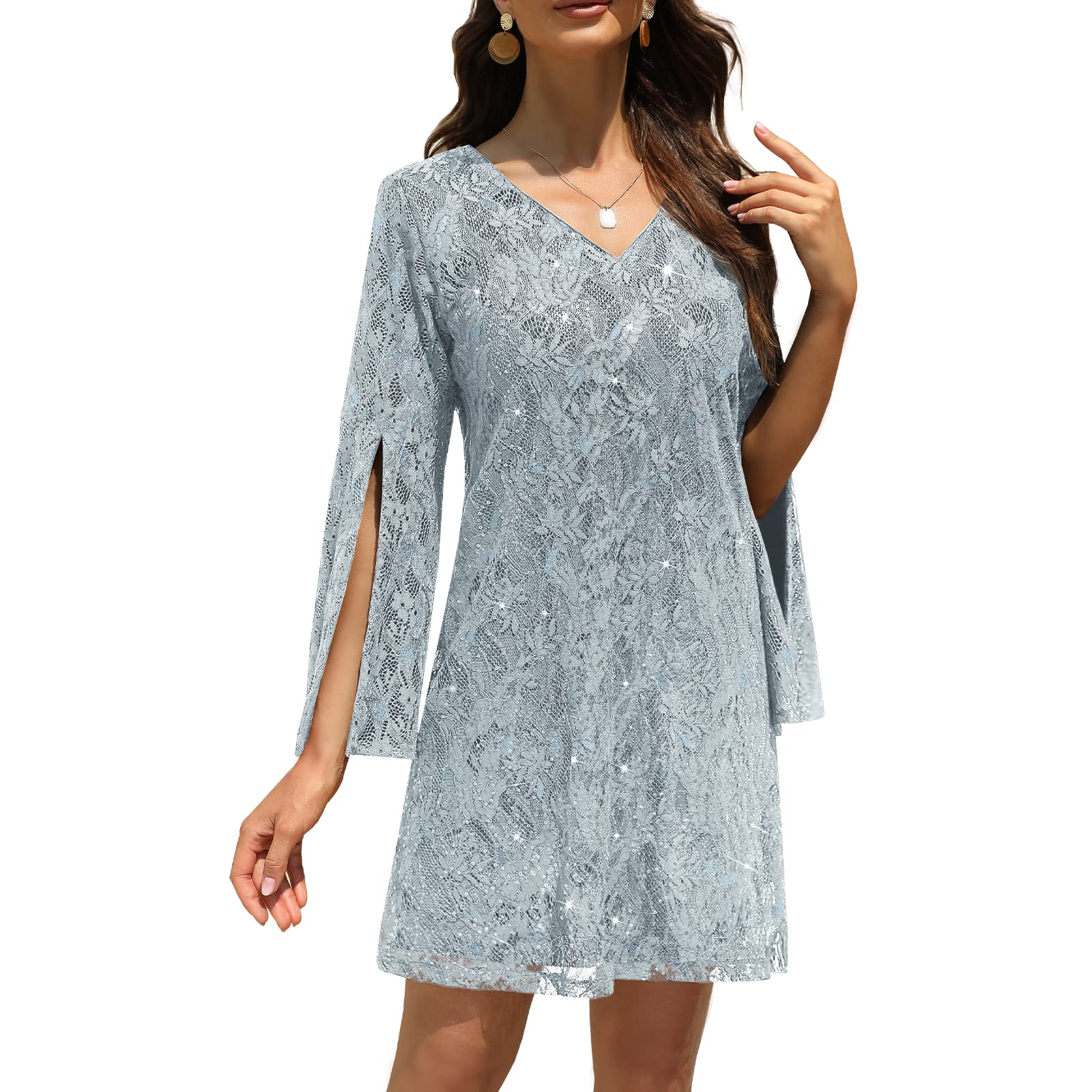 Elegant Women's Lace Chiffon Cocktail Dress for Wedding Guest - Formal Evening Gown for Bridal Shower, Party & Special Occasions