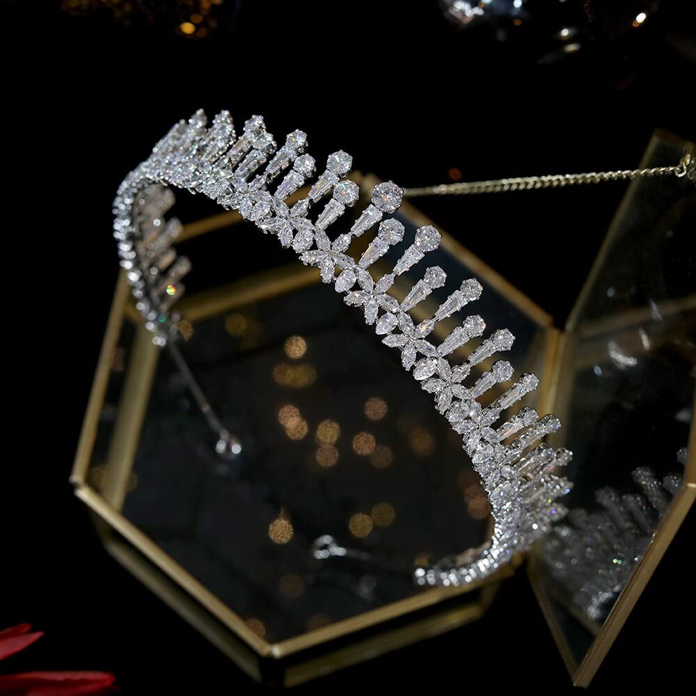 Elegant BIEMBI Flower Cubic Zirconia Crown Tiara for Women - Wedding Hair Accessories, Bridal Headpiece, Birthday Party Jewelry Gift - Perfect for Weddings, Prom, Pageants & Special Occasions