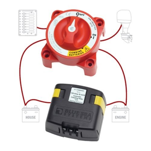 Dual Circuit Battery Switch with ACR - 12V Marine Battery Isolator for Boats, RVs, and Off-Grid Power Systems - Perfect for Safe Battery Management and Power Distribution