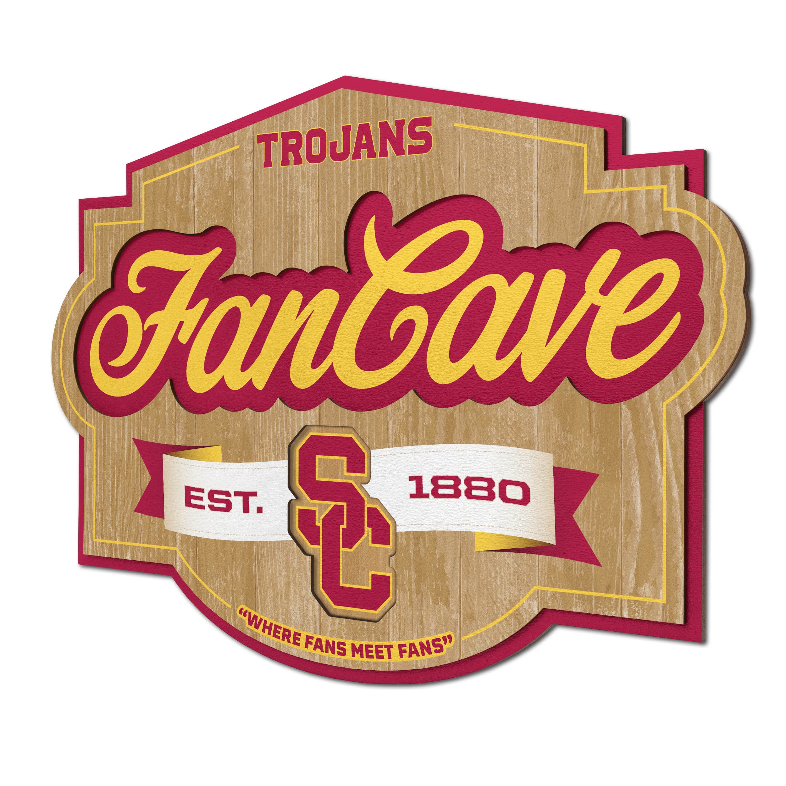 YouTheFan NCAA Fan Cave Sign - College Sports Room Decor, Man Cave Wall Art, Game Day Party Supplies for Football & Basketball Fans