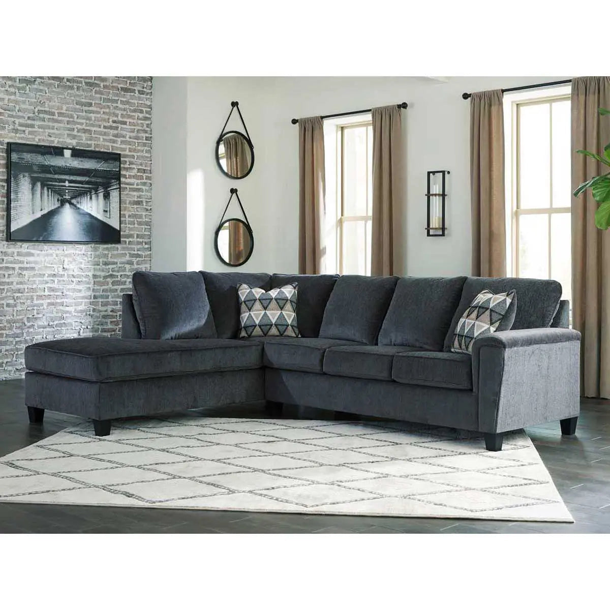 Abinger 2-Piece LFH Sectional Sofa with Chaise Lounge in Smoke Gray - Modern Living Room Furniture for Small Spaces & Apartments