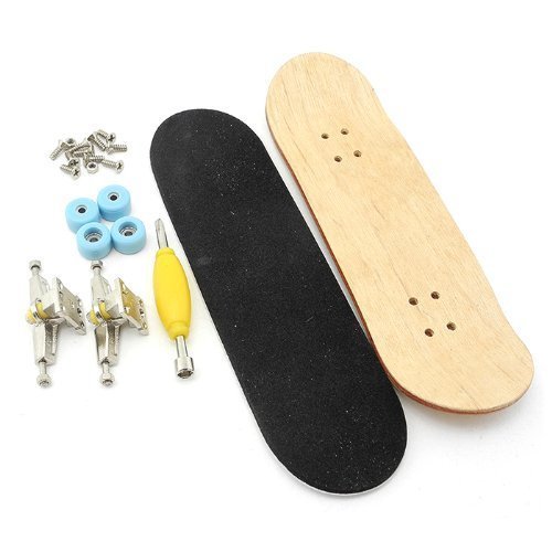 Premium iSaddle Maple Wooden Fingerboard Skateboard - Complete Kit with Blue Bearing Wheels, Nuts & Trucks | Perfect for Skateboard Training, Tricks Practice & Indoor Skateboarding Fun