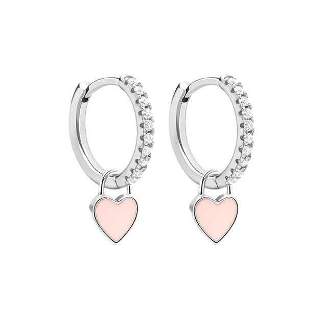 Colorful Enamel Heart Charm Drop Earrings for Women - Dainty Valentine's Day Gift, Date Night Jewelry, Bridesmaid Accessories