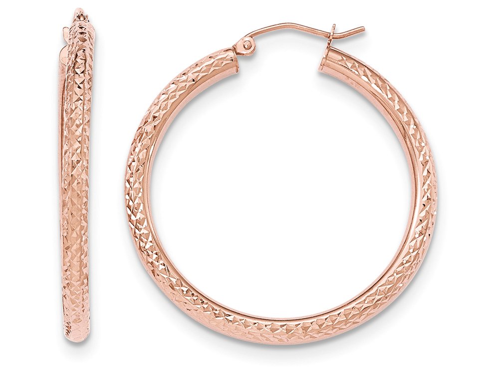 14K Rose Gold 3mm Round Hoop Earrings for Women - Dainty Everyday Studs | Perfect for Gifts, Date Nights & Office Wear | FJC Finejewelers