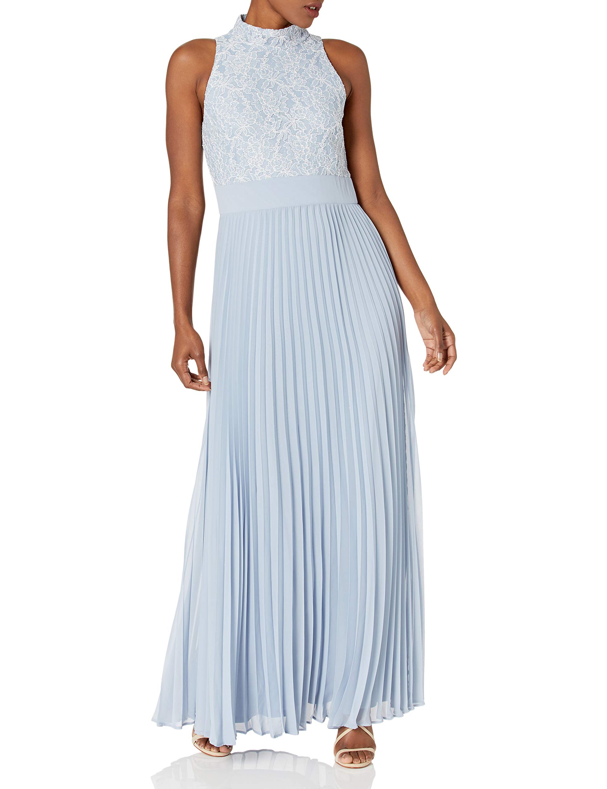 Jessica Howard Women's Sleeveless Stand Collar A-Line Dress with Inset Waist & Accordion Pleat Skirt - Perfect for Office Wear, Cocktail Parties & Summer Weddings