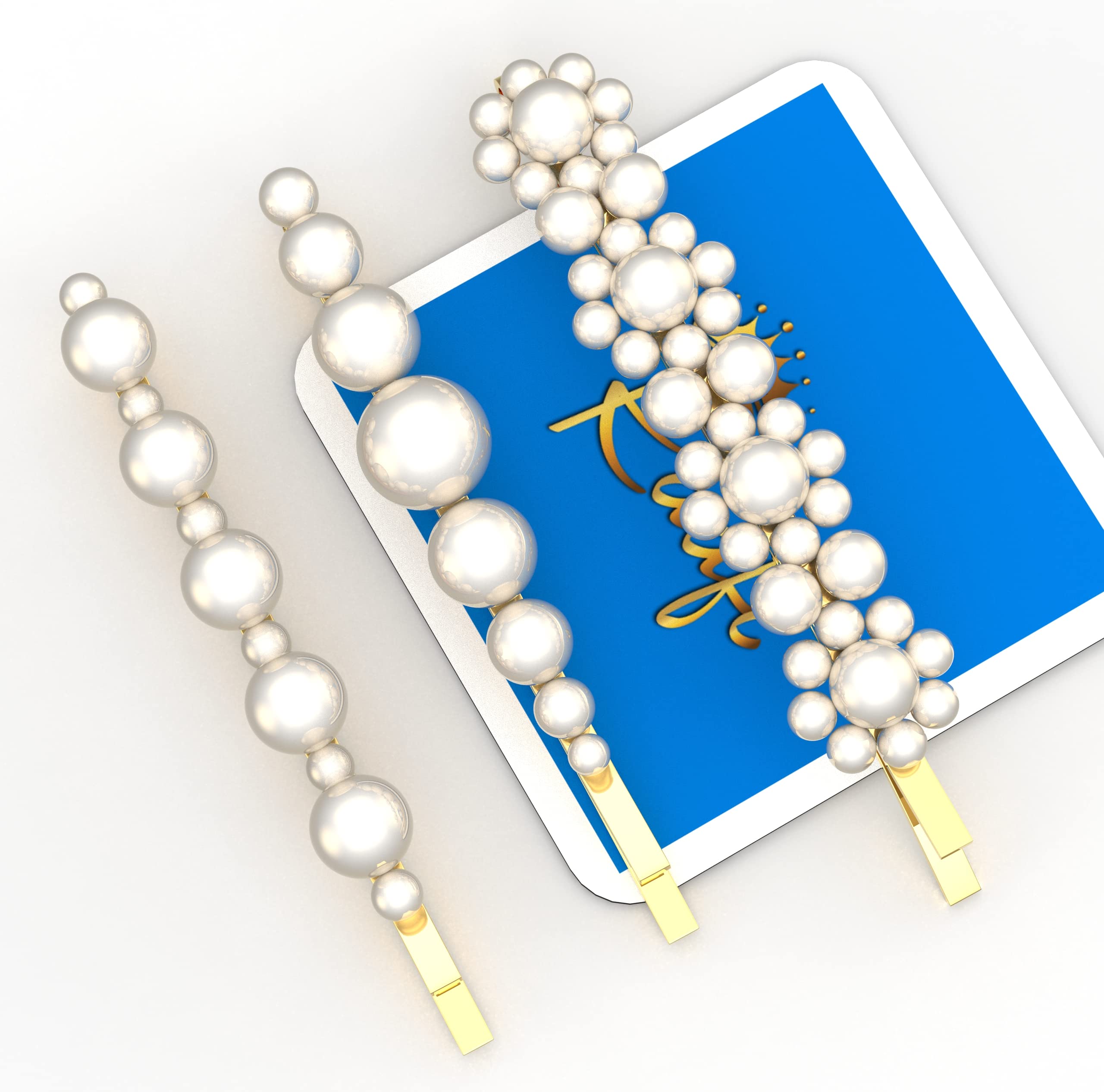 Raafi Pearls Hair Pins for Women & Girls - Elegant Pearl Hair Clips (Pack of 3) - Perfect for Weddings, Parties & Everyday Hairstyles