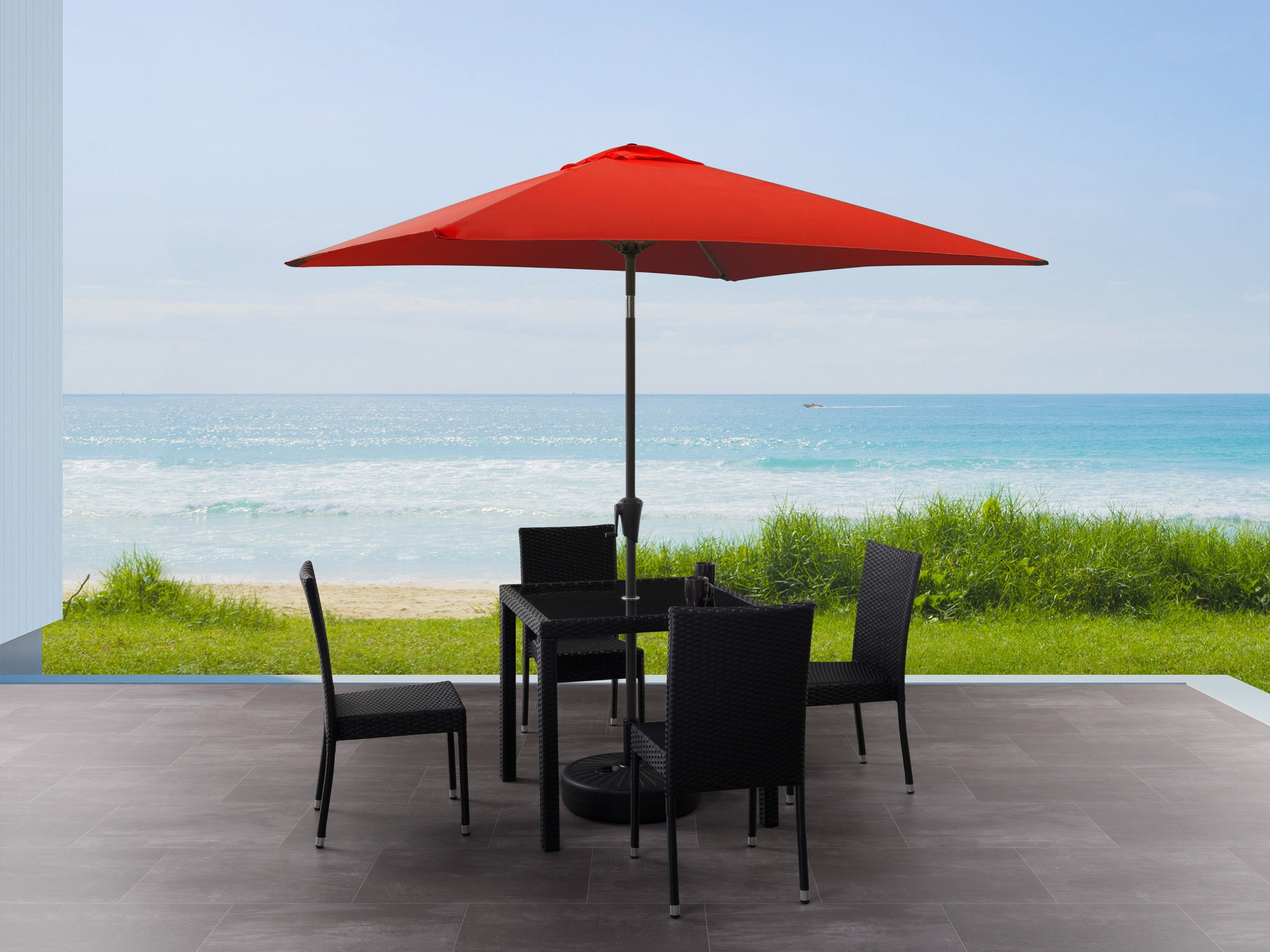 9ft Square Crimson Red Patio Umbrella - Outdoor Sun Shade for Pool, Garden, and Backyard Relaxation