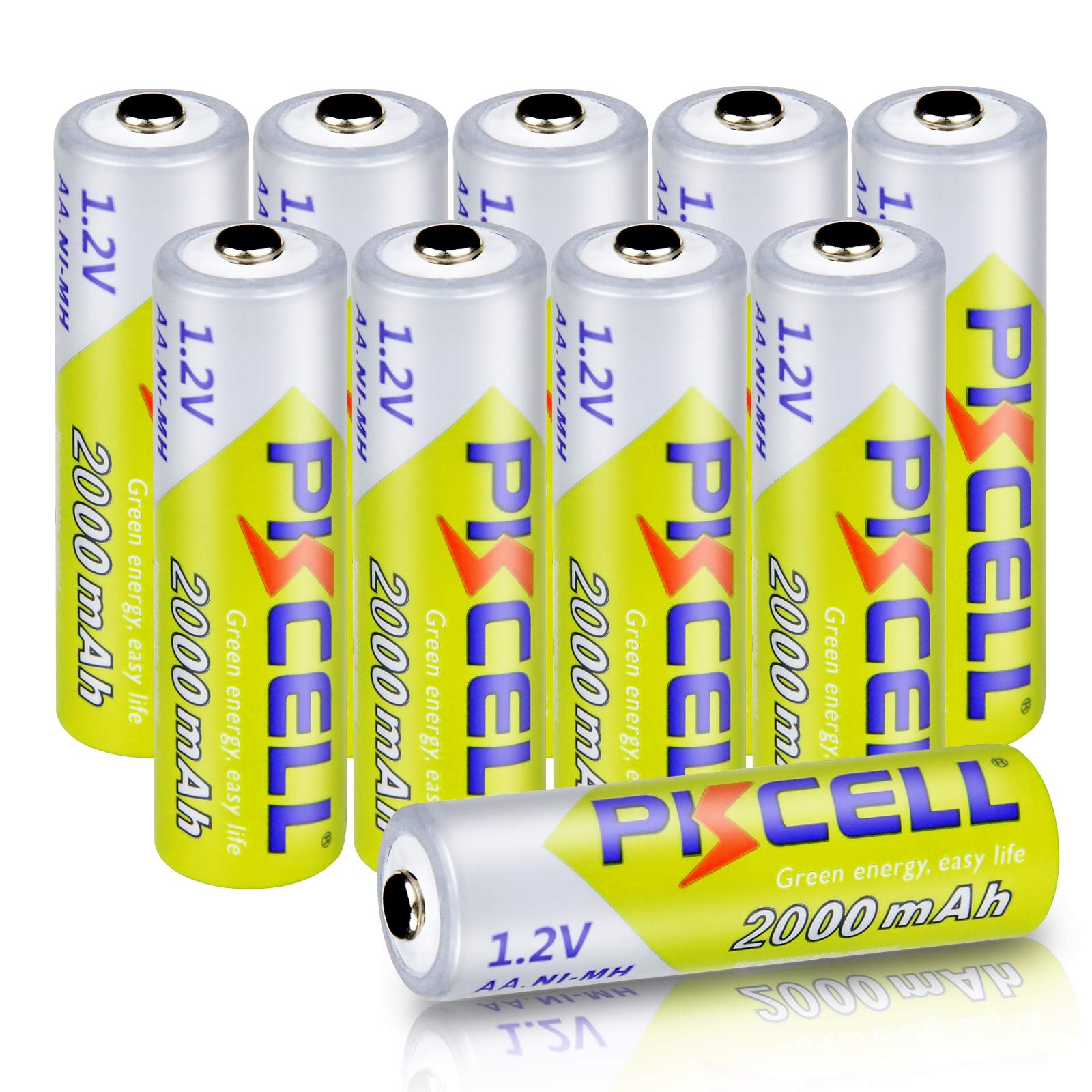 2000mAh 1.2V AA Rechargeable NiMH Batteries (10-Pack) - High Capacity Solar Power for Garden Path Lights, Outdoor Decor & Emergency Flashlights