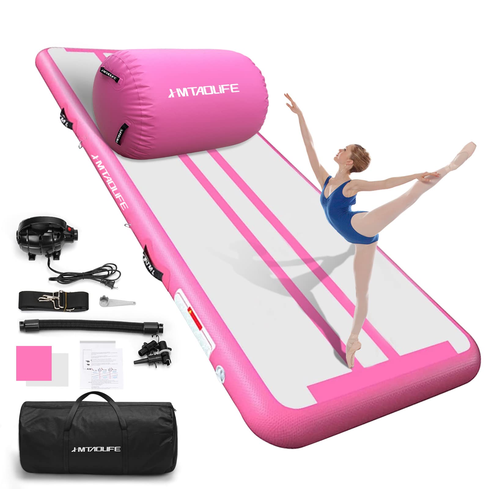 Inflatable Gymnastics Air Roller & Tumble Barrel Mat - Yoga Backbend Trainer for Cheerleading, Home Workouts & Kids Tumbling Practice - Perfect for Yoga Studios, Gymnastics Training & Indoor Fitness