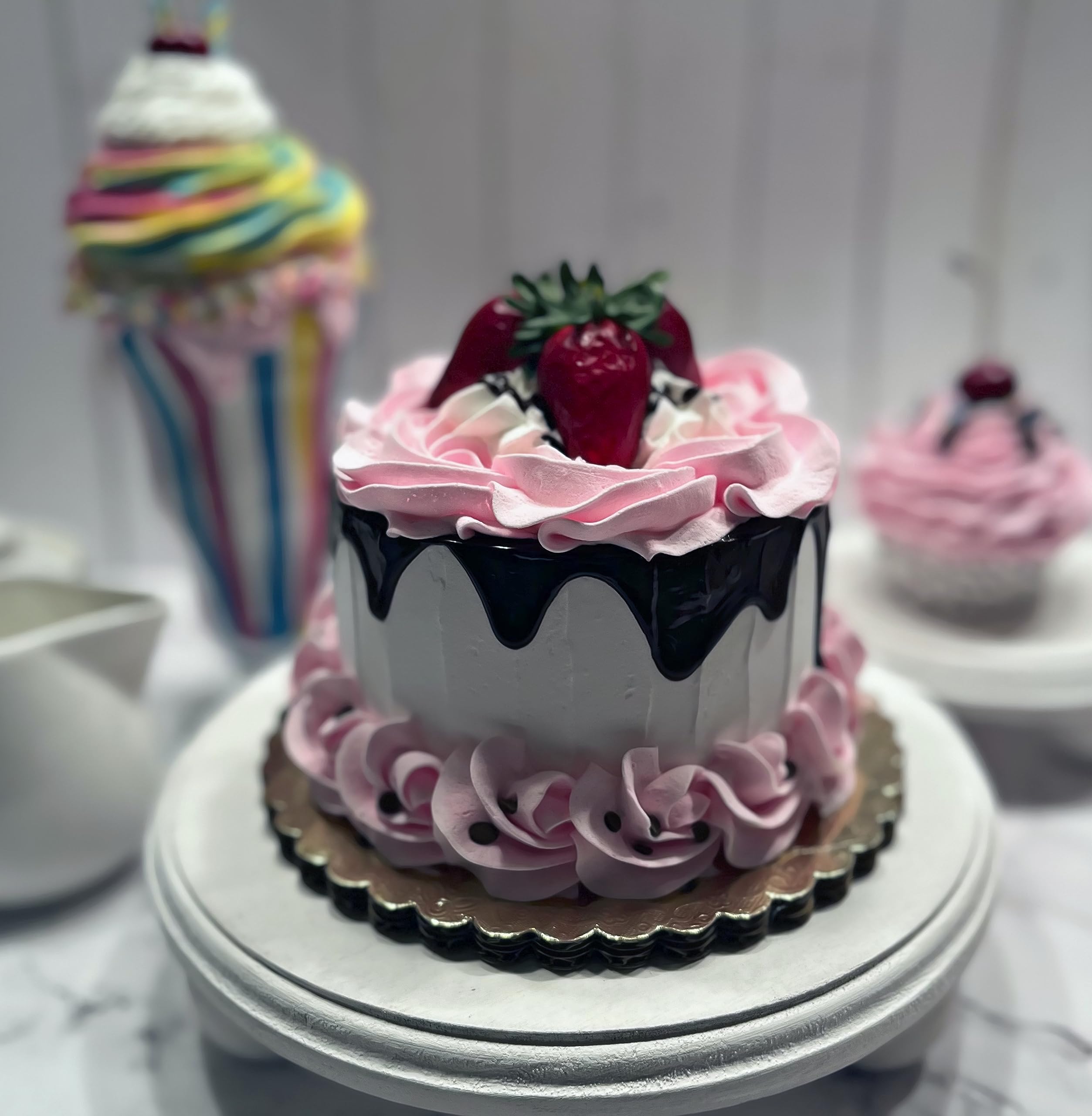 Handmade Pink Sweetheart Valentine's Day Fake Cake - Artificial Decorative Cake by Dezicakes - Perfect for Wedding, Baby Shower & Party Decorations
