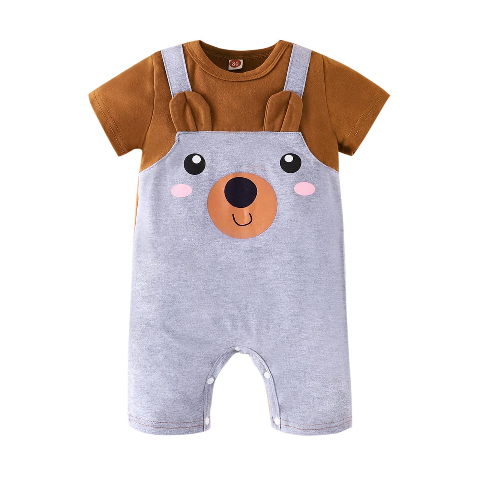 **Cartoon Printed Short Sleeve Romper Jumpsuit for Baby Boys & Girls - Trendy Infant & Teen Outfit - Perfect for Playdates, Parties & Casual Wear**