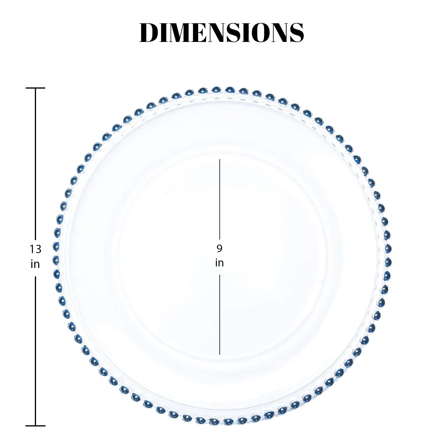 MYEventProducts 8 Pack - 13 Inch Blue Glass Charger Plates for Weddings, Parties & Formal Dinners | Heavy Duty, Durable & Sturdy Charger Plates | Elegant Table Setting Decor | Perfect for Wedding Receptions, Banquets & Holiday Dinner Parties (Blue)