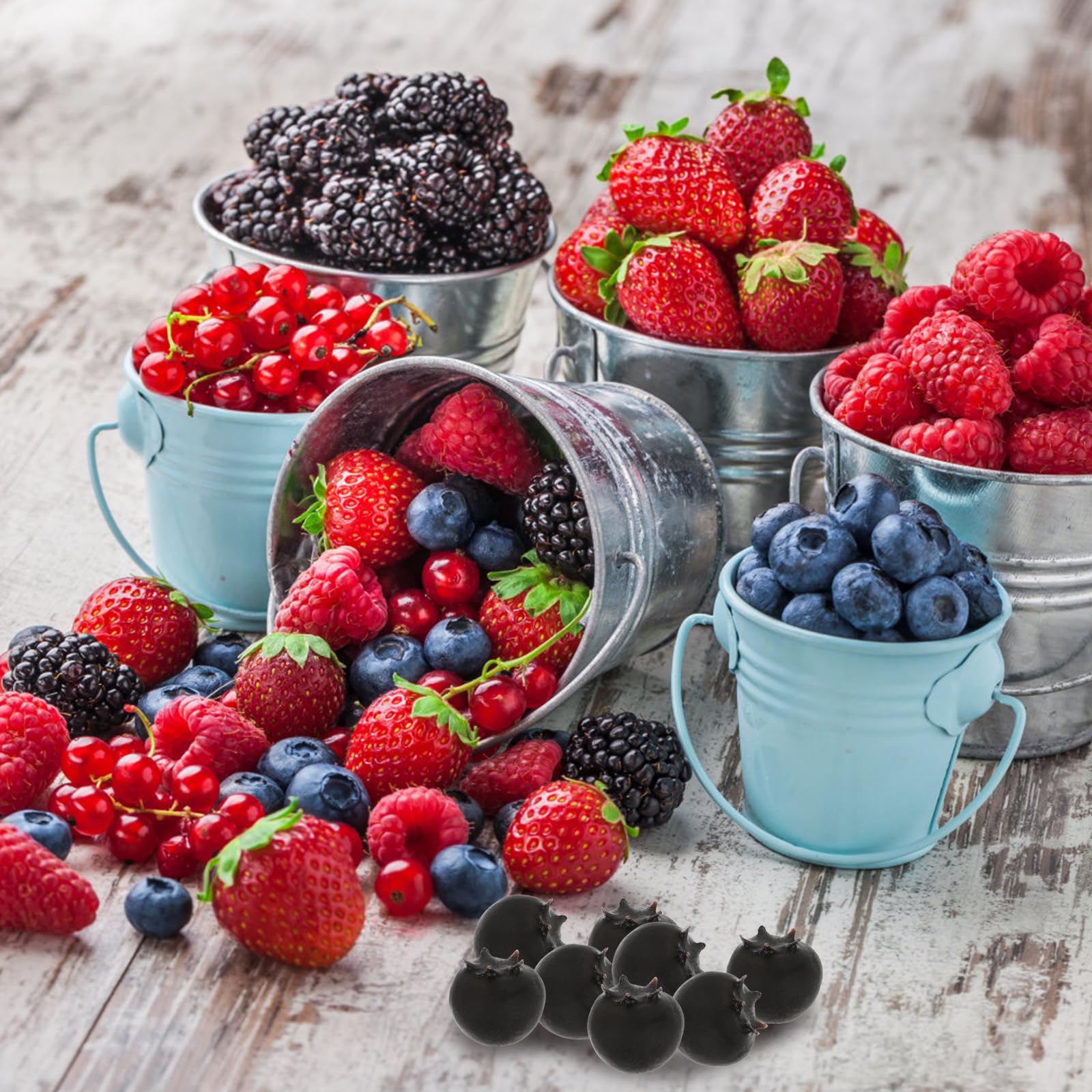 Lifelike Artificial Strawberries and Blueberries - 50Pcs Fake Fruit Set for DIY Crafts, Photography Props, Home & Kitchen Decor - Realistic Plastic Fruit for Table Centerpieces, Party Decorations, and Food Styling