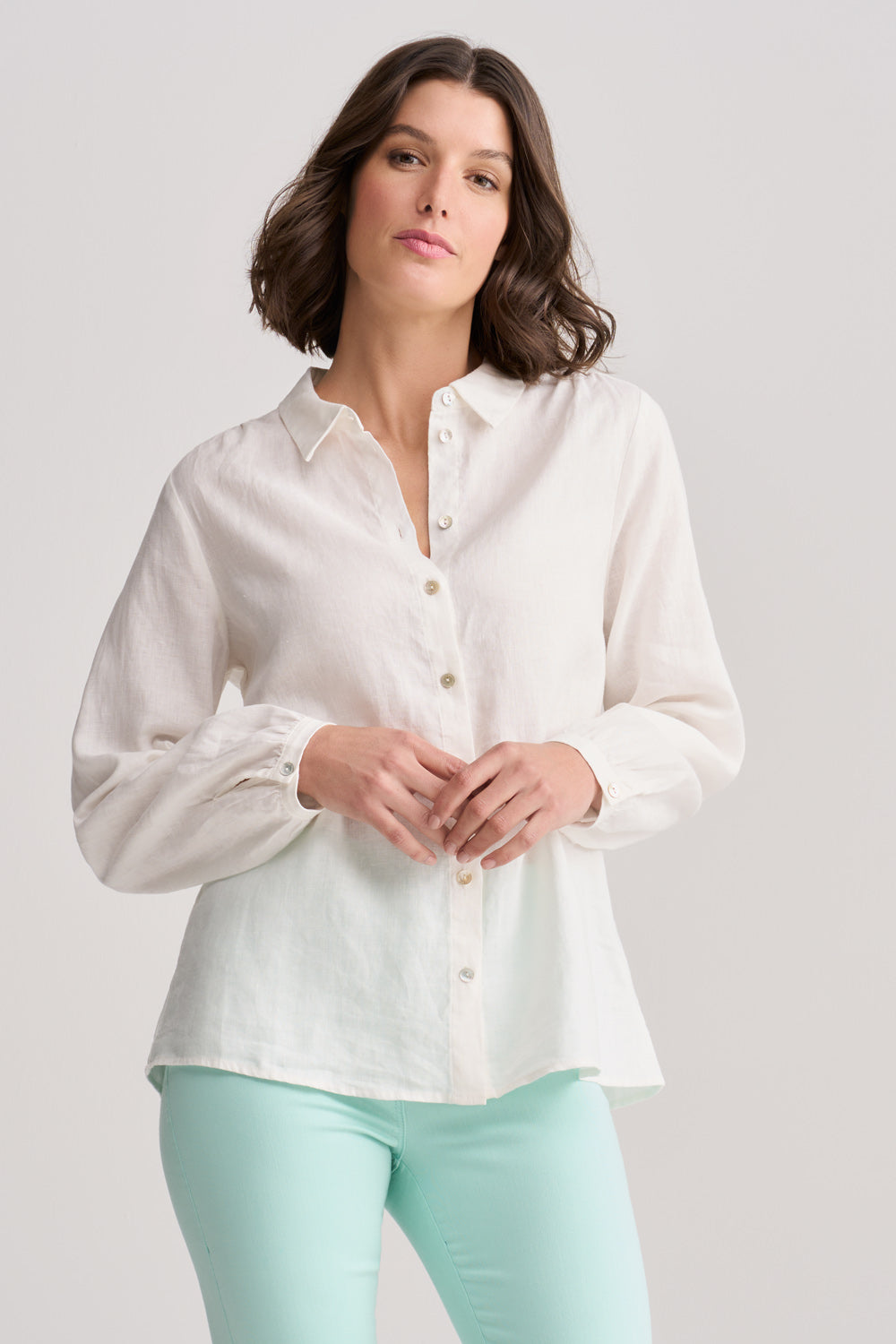 French Linen Shirt for Men - Breathable & Lightweight Summer Casual Button Down Shirt in Chalk White | Perfect for Beach, Vacation & Outdoor Activities