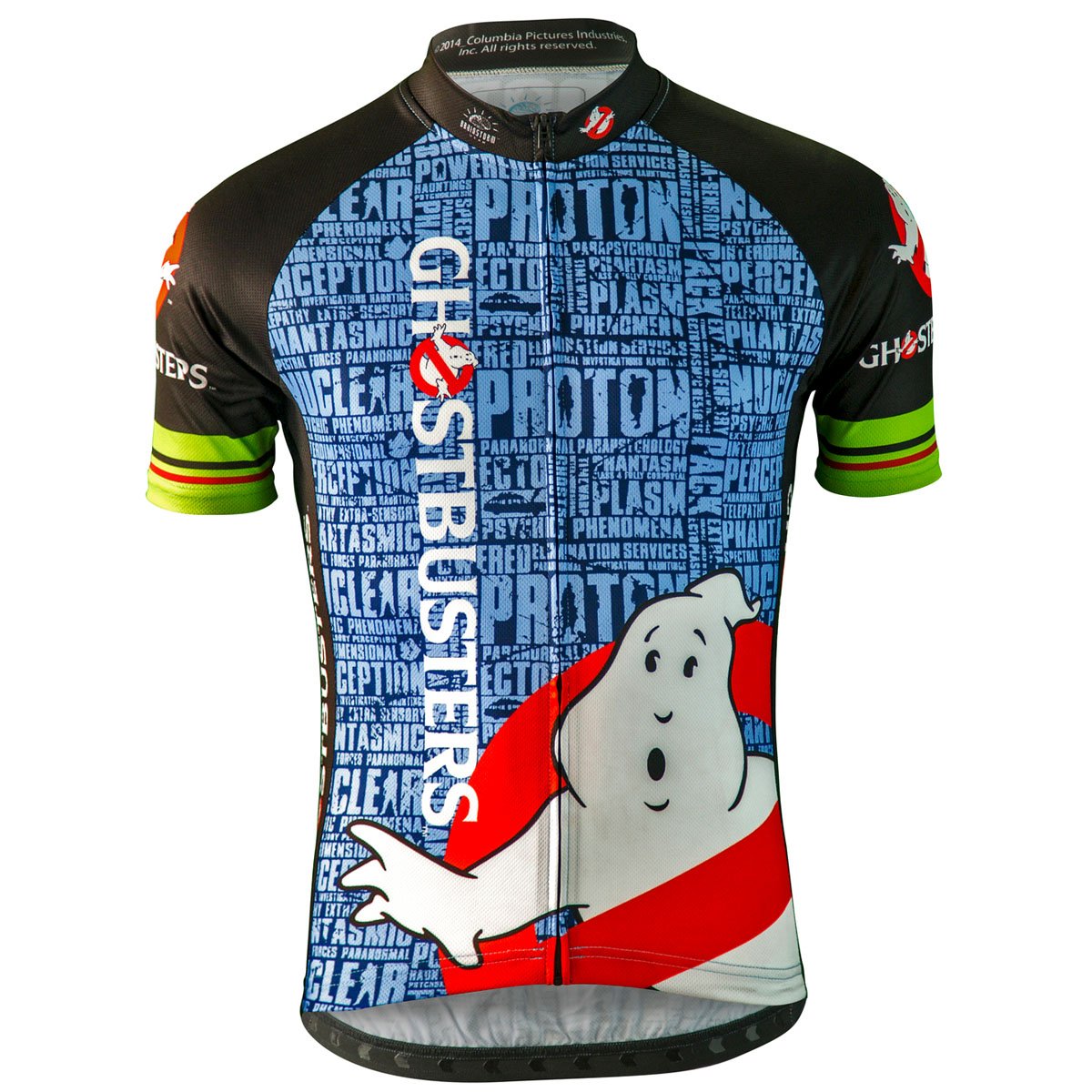 Men's Ghostbusters Slimer Graphic Cycling Jersey - Official Licensed GBS-M Bike Shirt for Road & Mountain Biking - Perfect for Halloween Costumes, Comic Conventions & Cycling Events