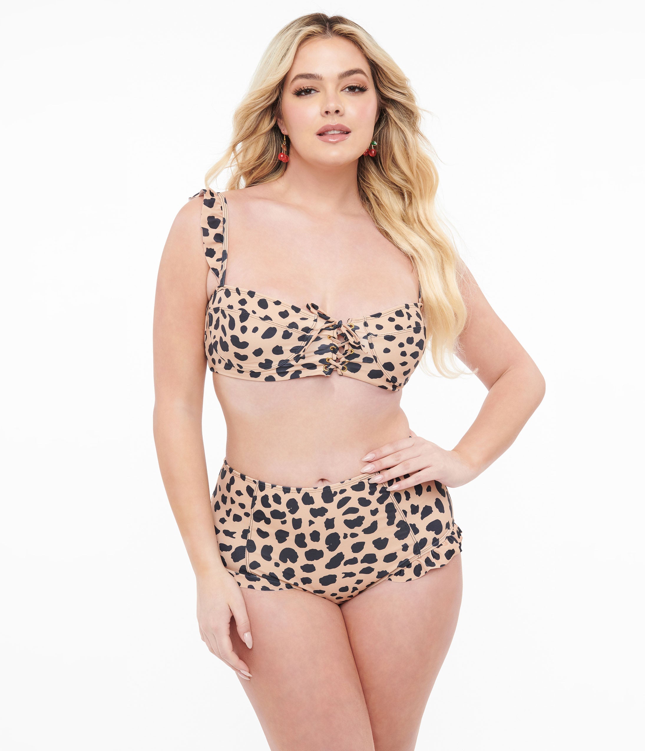 Leopard Print Two Piece Swim Set - Trendy Bikini for Women, High Waisted Bottom & Adjustable Top - Perfect for Beach Vacations, Pool Parties & Summer Getaways