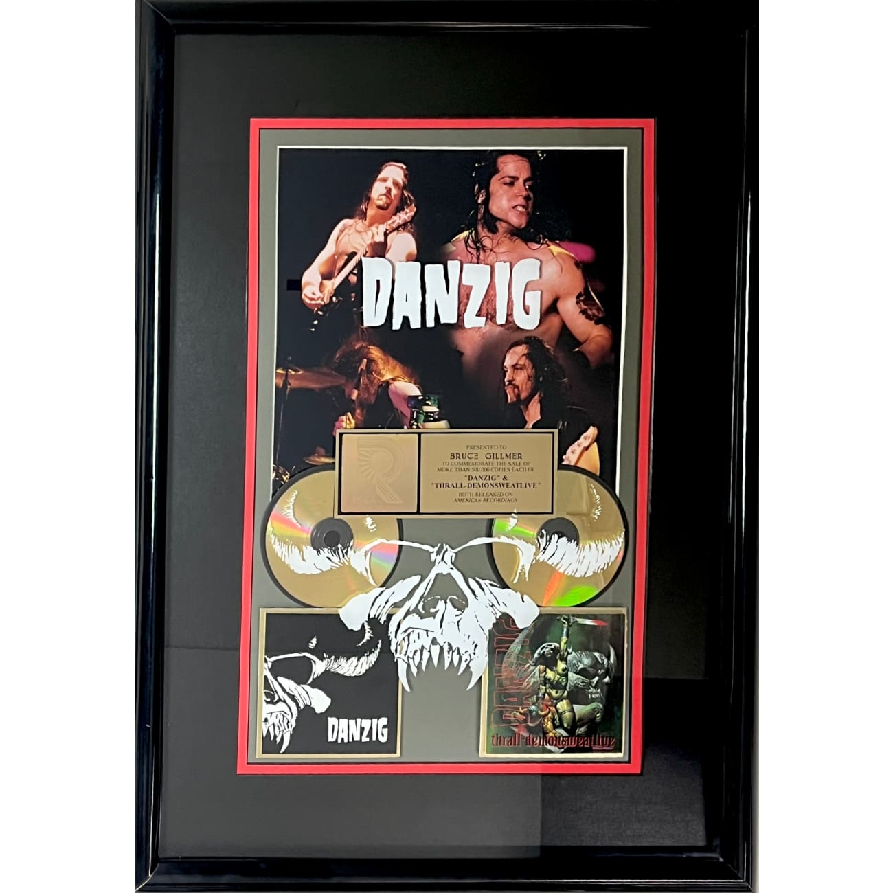 Danzig Debut Album & Thrall: Demonsweatlive - RIAA Certified Gold Record - Perfect for Metal Collectors and Music Enthusiasts