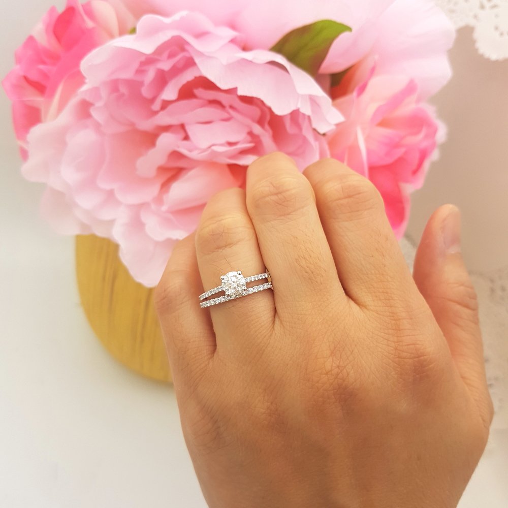 1.10 Cttw 14K White Gold Round Diamond Engagement Ring Set for Women - Dazzlingrock Bridal Collection | Perfect for Proposals, Weddings & Anniversary Gifts