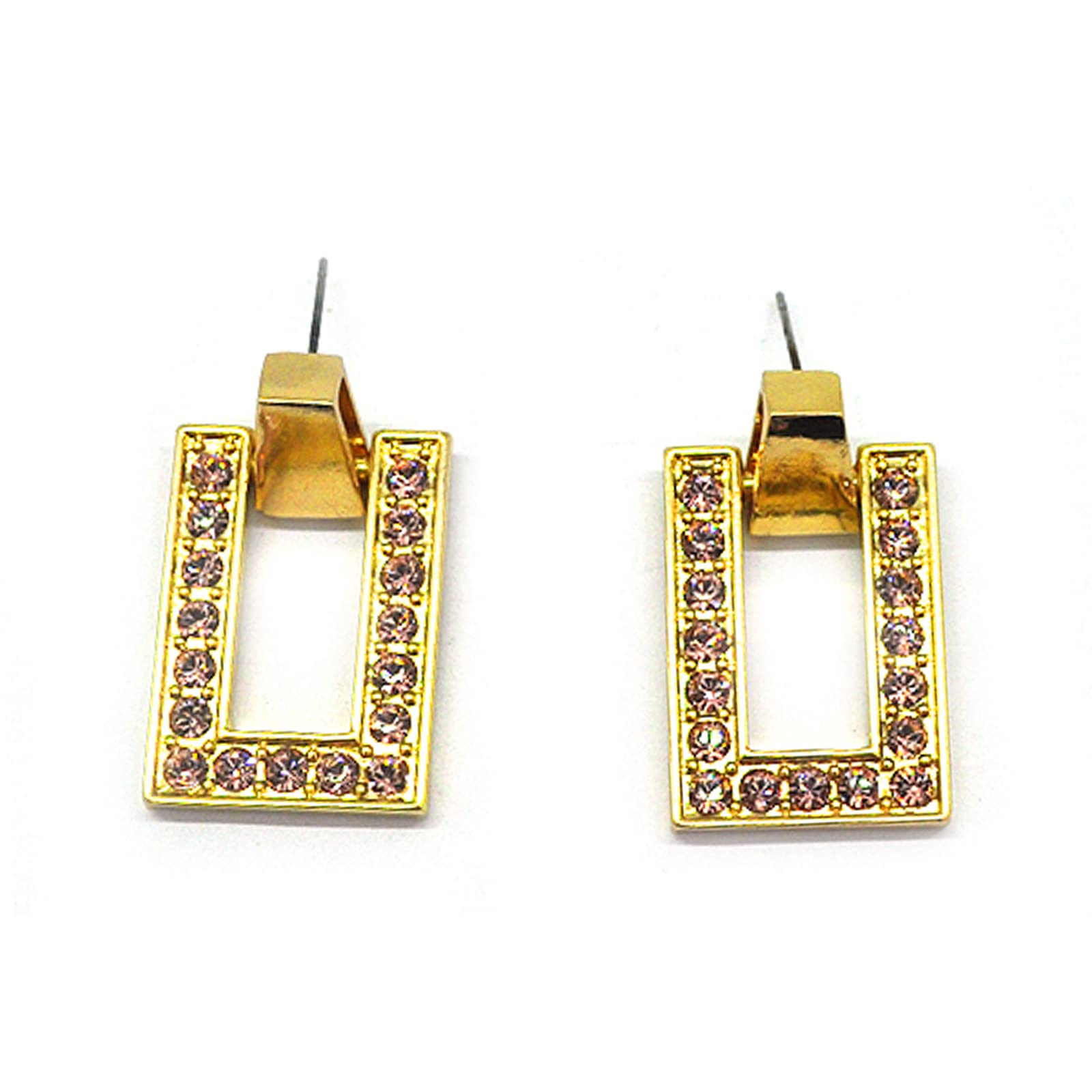 Geometric Rectangle Dangle Drop Earrings - Trendy Cubic Zirconia Hypoallergenic Jewelry for Women | Elegant Party Wear, Birthday Gift for Girls & Women | Perfect for Weddings, Date Nights & Special Occasions