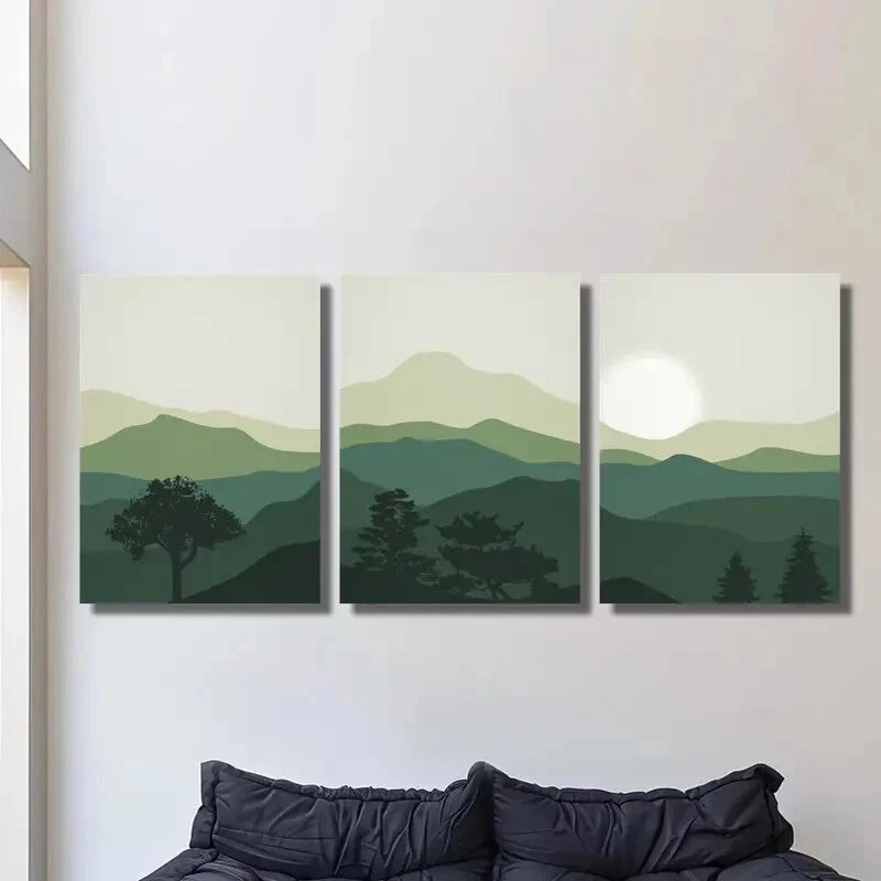 3-Piece Abstract Blue Landscape Metal Wall Art - Ready to Hang Modern Home Decor for Living Room, Bedroom & Office