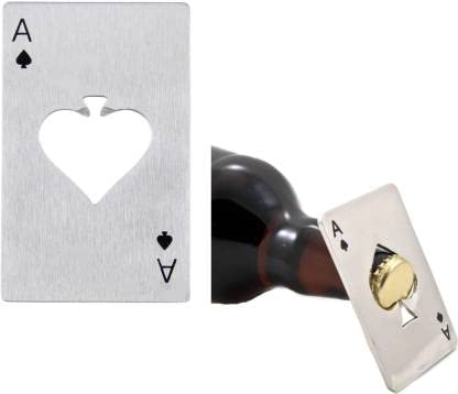 Premium Stainless Steel Casino Poker Bottle Opener - Credit Card Size Wallet Tool for Beer & Soda - Perfect for Bars, Parties, Camping & Travel Accessories (1 Pack)