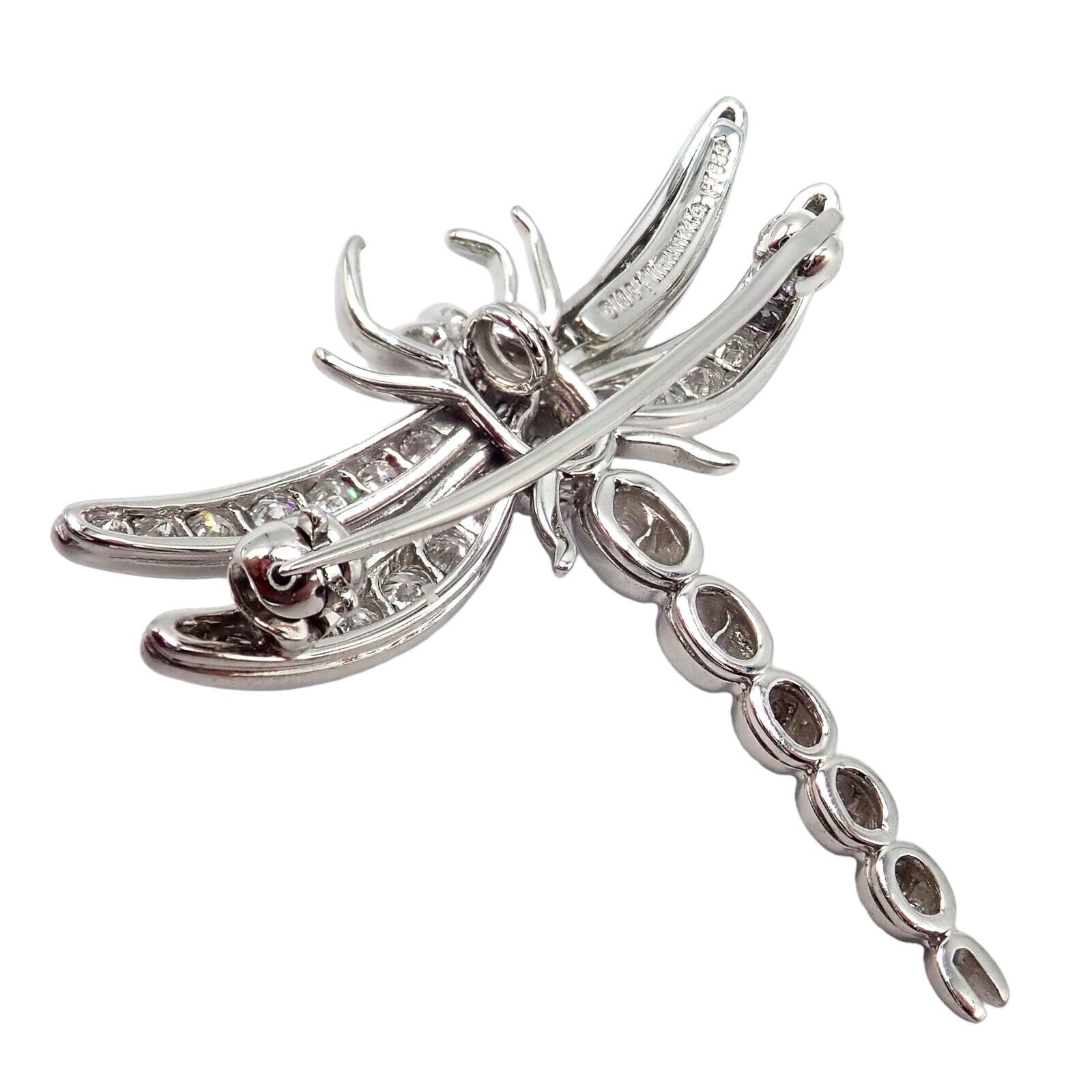 Authentic Tiffany & Co. Platinum Dragonfly Diamond Sapphire Brooch Pin - Elegant Jewelry for Women, Perfect Gift for Anniversaries & Special Occasions