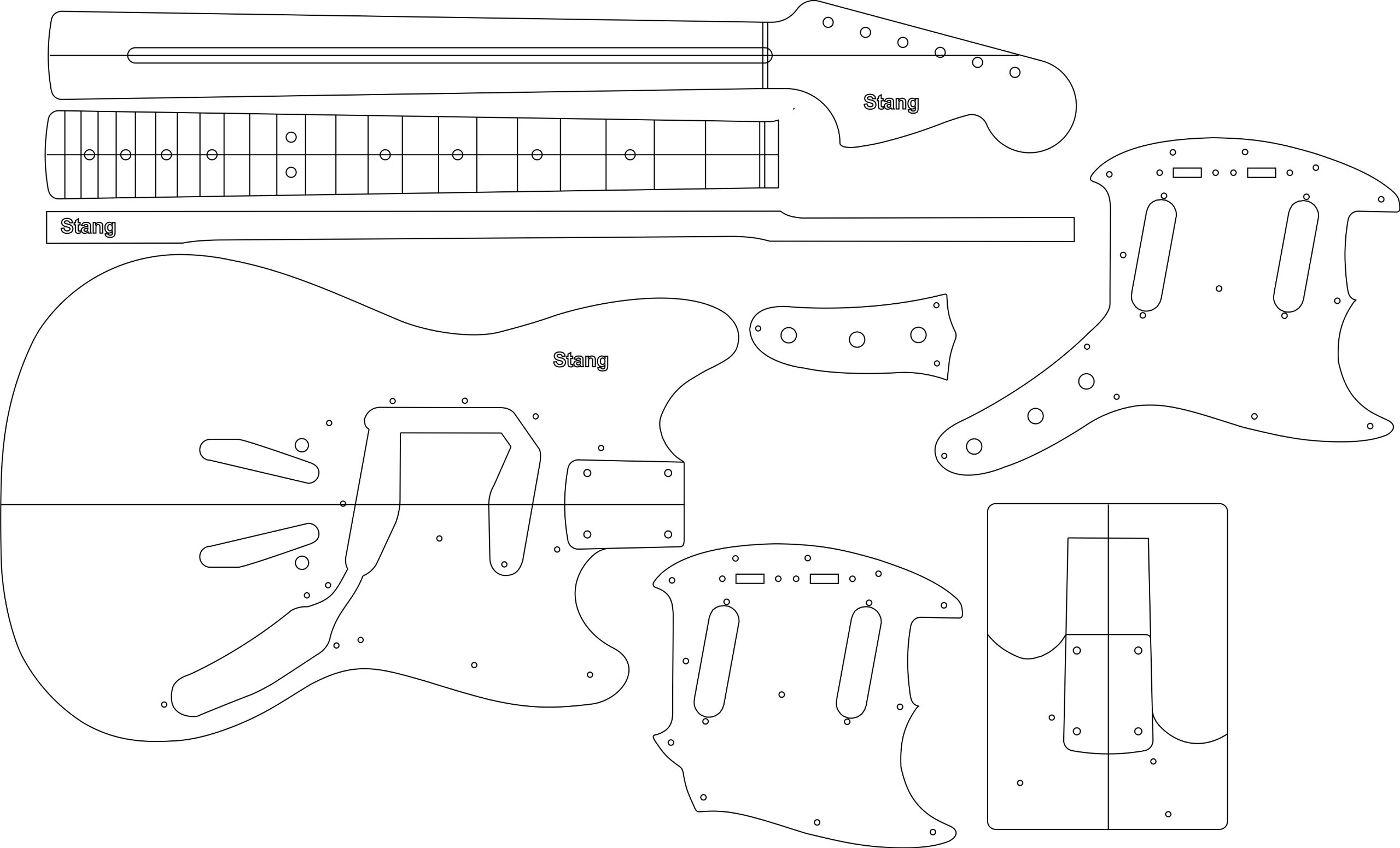 Electric Guitar Routing Template - Stang Style for DIY Guitar Building | Perfect for Custom Guitar Body Routing and Modifications | Ideal for Luthiers and Guitar Enthusiasts