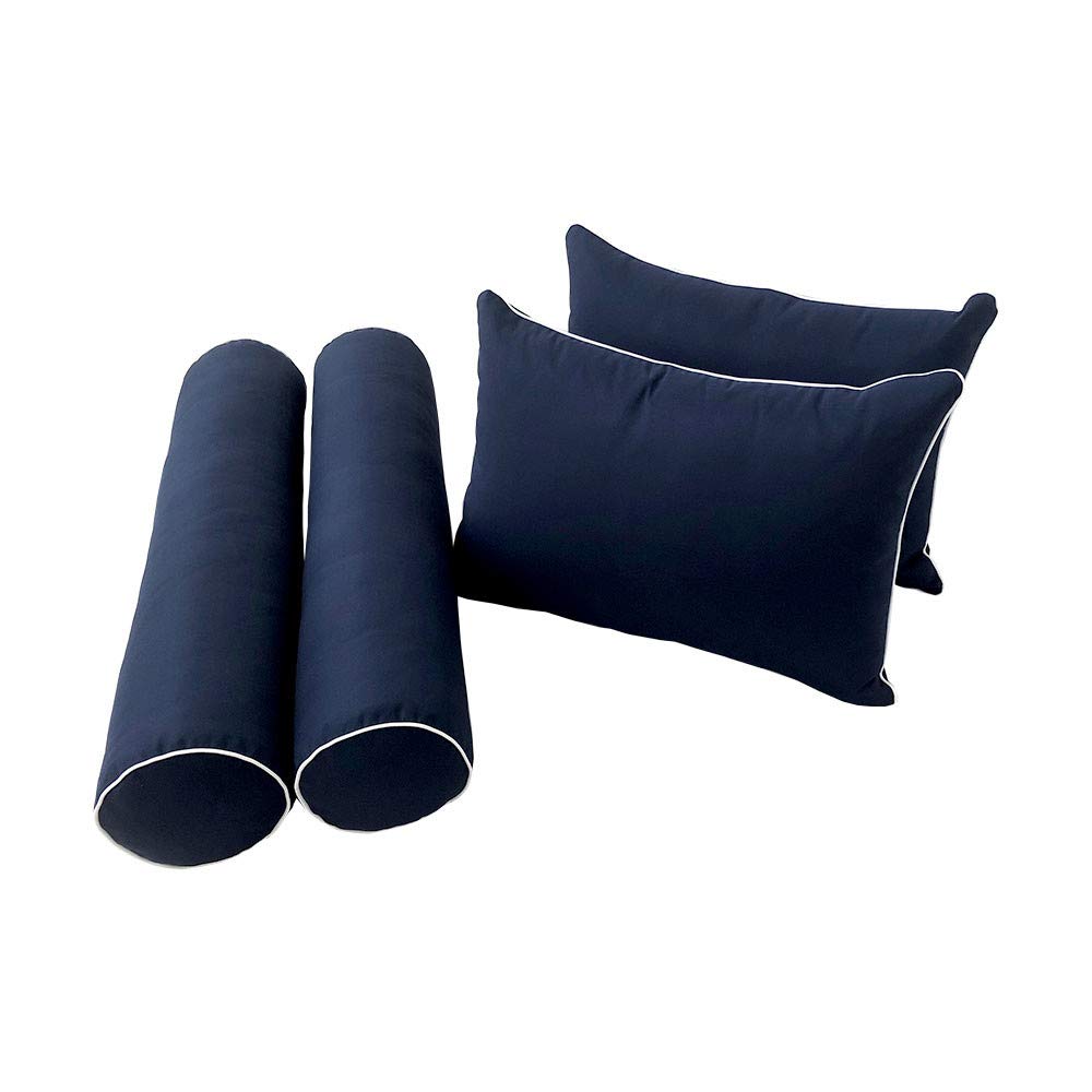 Prolinemax Outdoor Style 4 Twin-XL Contrast Trim Daybed Mattress Bolster Pillow Fitted Sheet Cover Only - AD101 | Perfect for Patio Furniture, Sunroom Decor & Guest Bedding