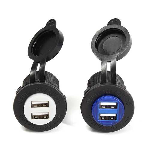 12V 24V Waterproof Dual USB Car Charger Adapter 5V 4.2A Fast Charging with LED Indicator - Compatible with iPhone Android Smartphones - Perfect for Road Trips Camping and Emergency Charging