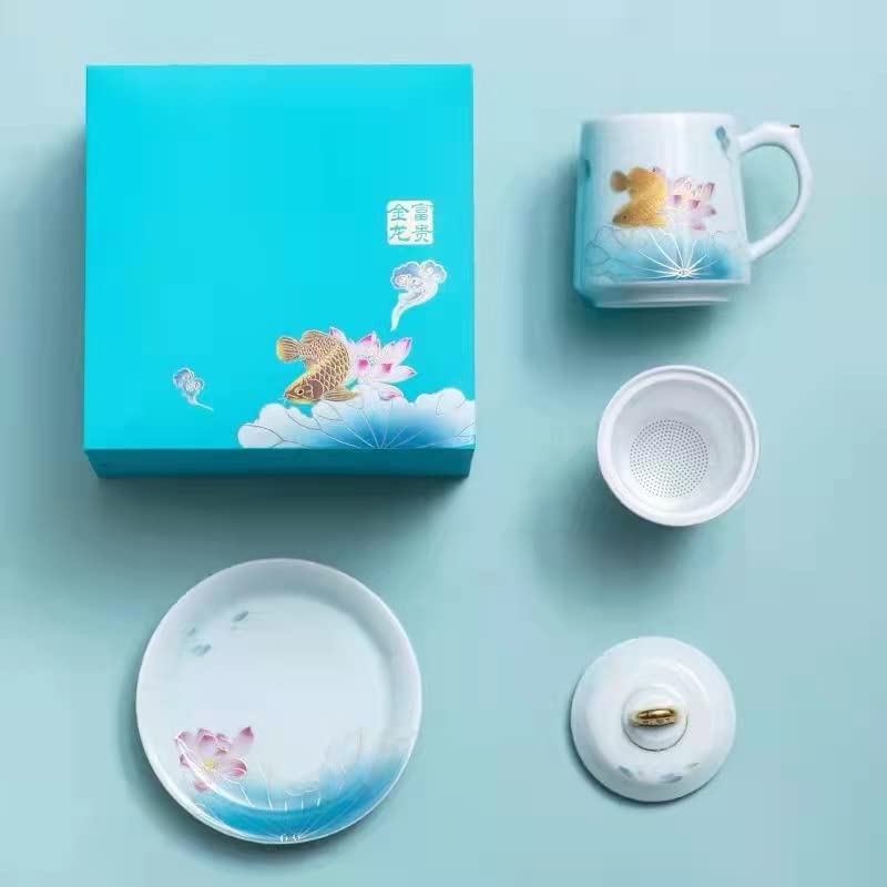 Premium RAZZUM Tea Mug with Infuser & Lid - Porcelain Travel Tea Cup with Removable Strainer - Ideal for Office, Home & Gifts (Elegant Gift Box) | Perfect for Tea Lovers, Daily Use & Travel Accessories