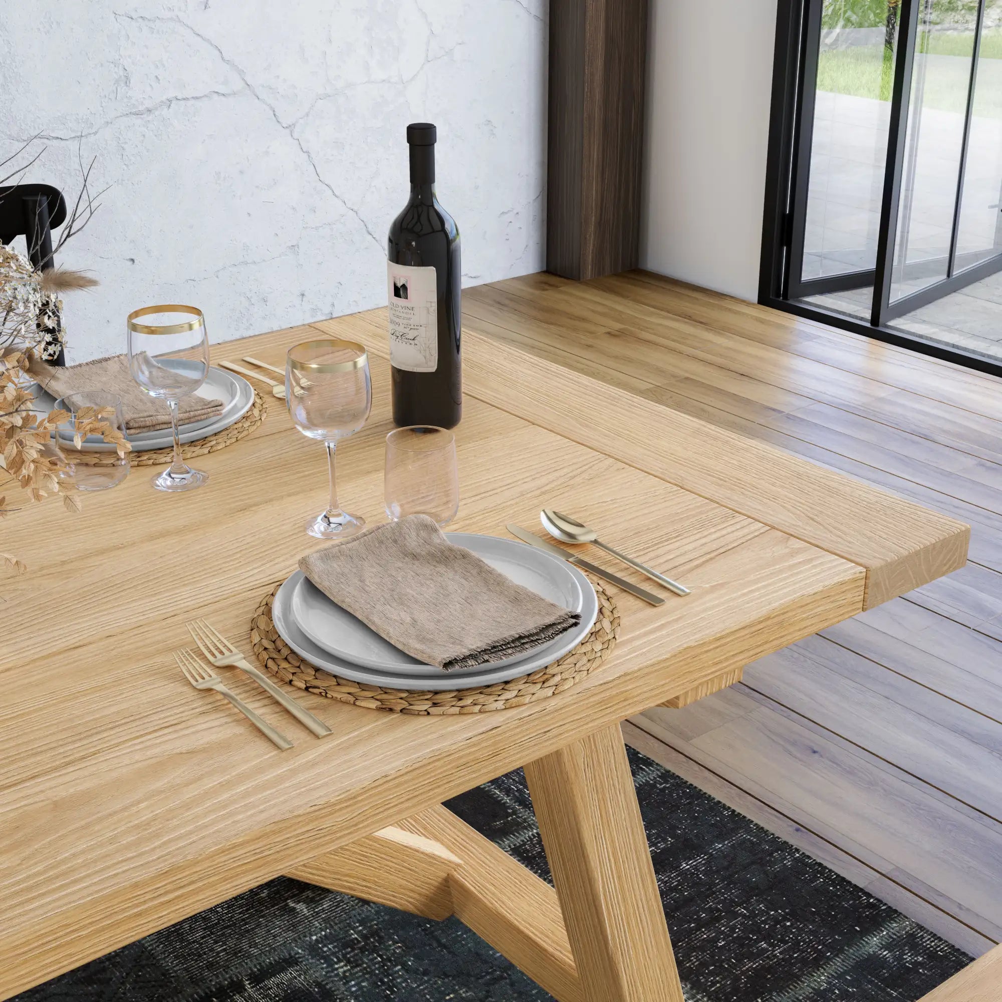 Customizable Cascais 72-Inch Modern Dining Table - Extendable Wooden Table for 8-10 People - Perfect for Family Gatherings & Dinner Parties