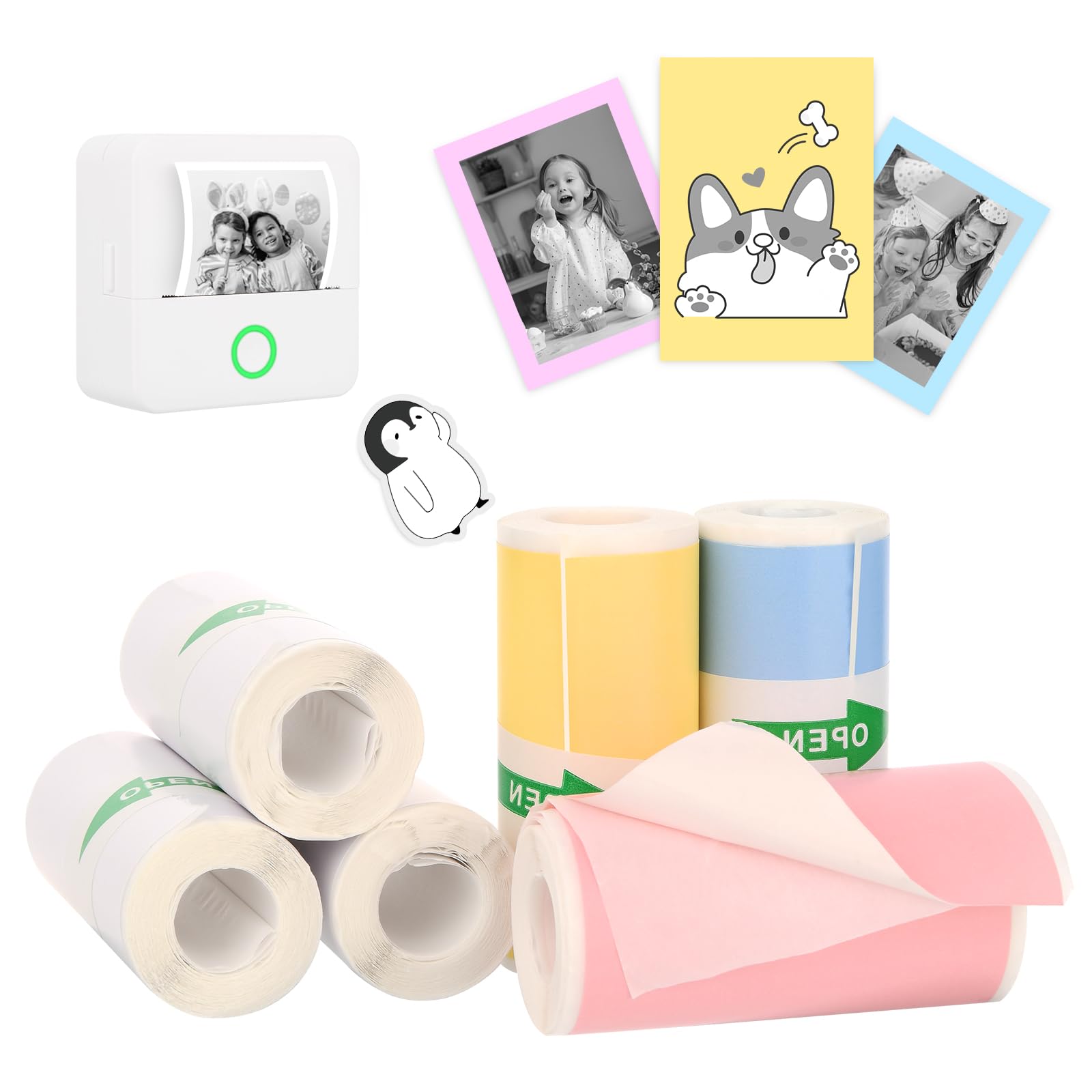 Mafiti 6 Rolls Self-Adhesive Thermal Mini Printer Paper (3 White + 3 Colorful) - 57x25mm for X6 Mini Pocket Printer | Perfect for Labeling, Organizing, DIY Crafts & Small Business Packaging