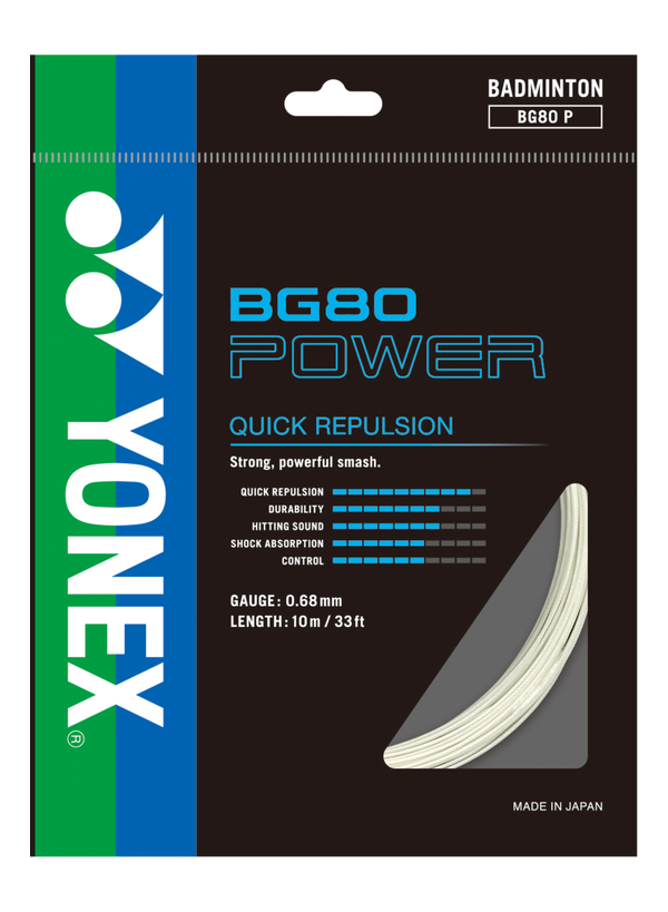Yonex BG80 Power Badminton String - High-Performance Racket String for Competitive Play & Training
