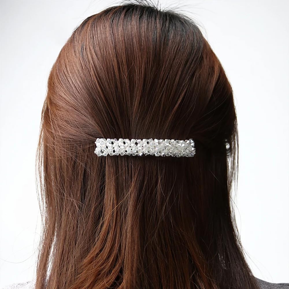 6 Pcs Crystal Hair Clips Set for Women & Girls - Shining Diva Fashion French Barrettes - Elegant Party Hair Accessories Combo for Weddings, Prom, Daily Styling