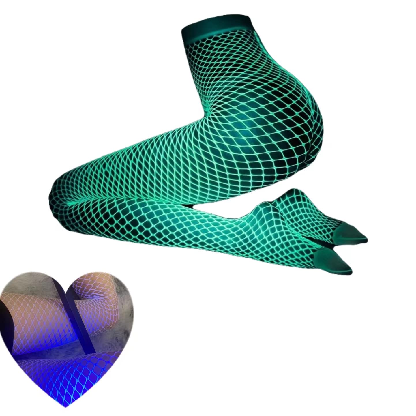 Glow in the Dark Fishnet Stockings for Women - Luminous White Sexy Tights for Halloween, Cosplay & Night Parties
