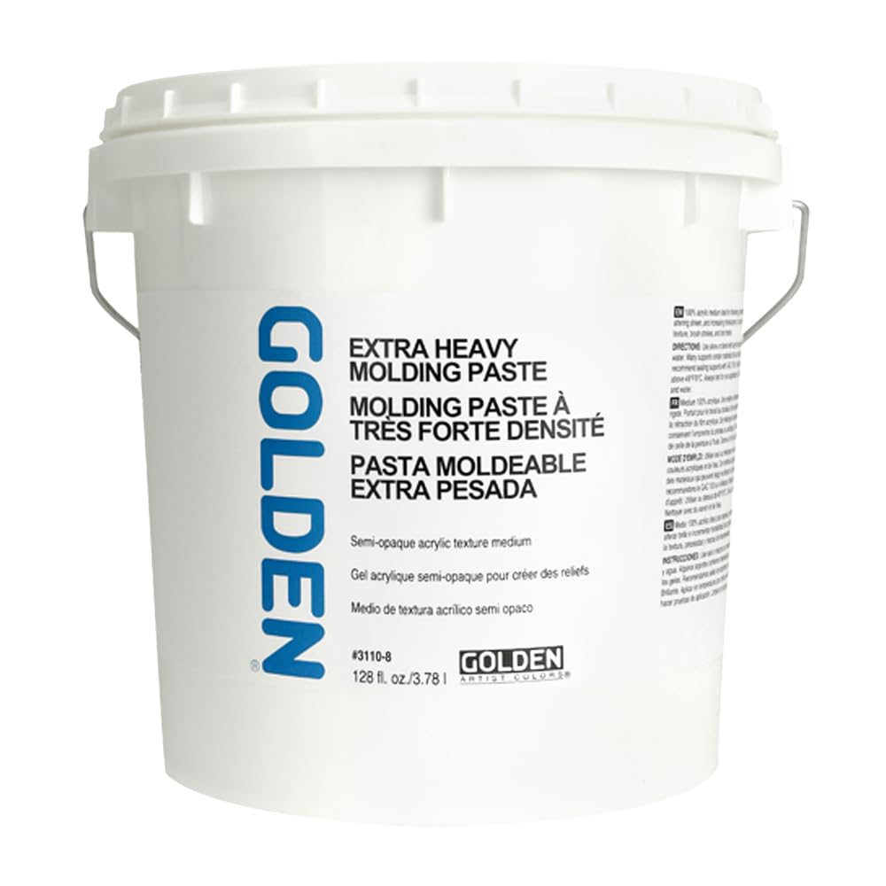 GOLDEN Extra Heavy Molding Paste - 128 fl oz Professional Acrylic Medium for Artists | Semi-Opaque Texture for Sculpting, Mixed Media & DIY Crafts