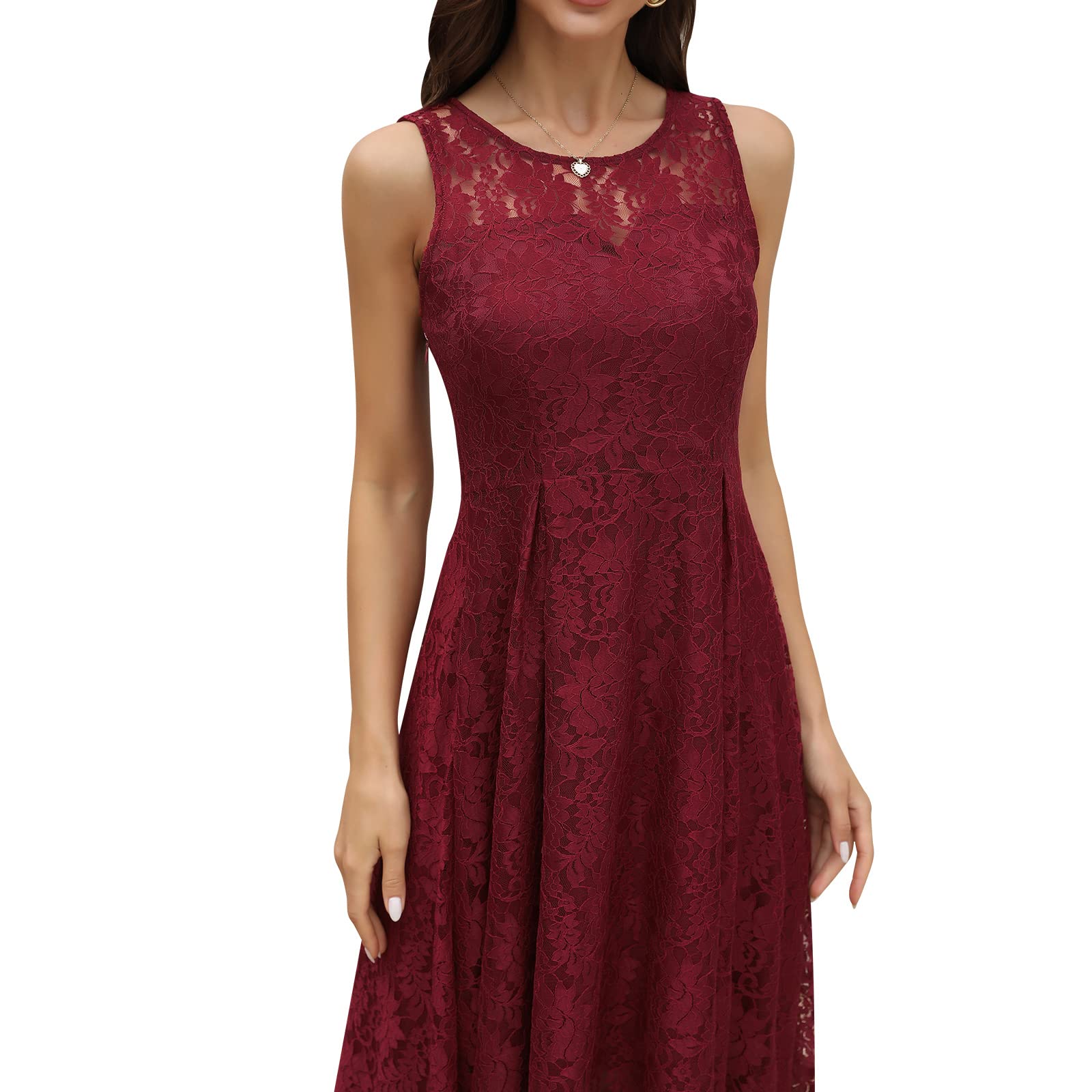 Elegant Women's Cocktail Dress for Bridesmaid, Wedding Guest, Evening Party - Hi-Lo Lace Swing Ball Gown | Perfect for Formal Events, Prom, and Special Occasions