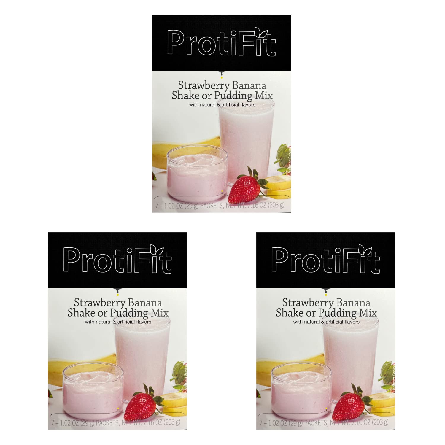 High Protein Strawberry Banana Pudding & Shake Mix 3 Pack - 15g Protein, Low Calorie, Low Fat, Low Carb, Aspartame Free, Ideal for Meal Replacement - 7 Servings per Box (3 Pack) | Perfect for Post-Workout Recovery, Weight Management & Healthy Snacking