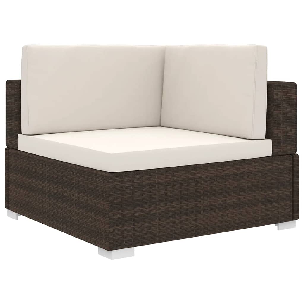 Unfade Memory Outdoor Sectional Sofa with Cushions - Brown & Cream Wicker Rattan Furniture for Patio, Garden, Balcony | Perfect for Lounging, Entertaining & Relaxing Outdoors