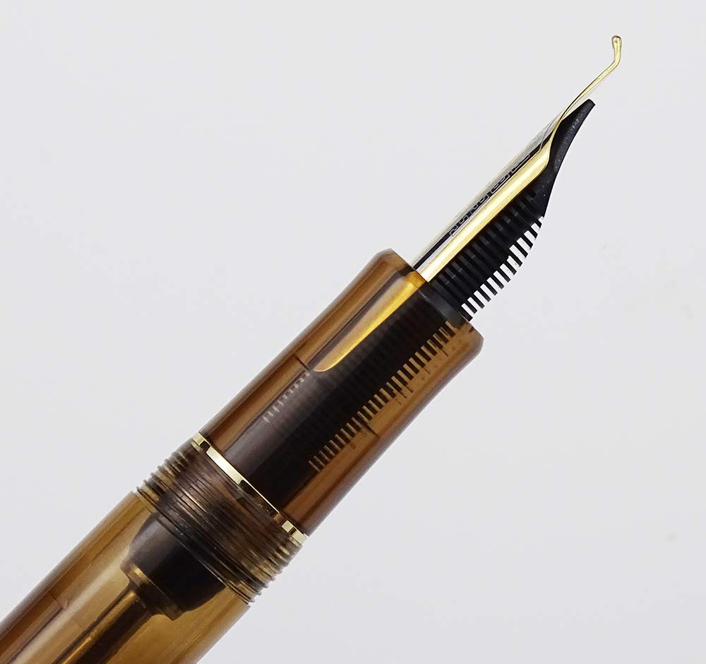 Lanxivi Yongsheng 699 Fude Fountain Pen - Bent Nib, Translucent Brown for Calligraphy & Sketching