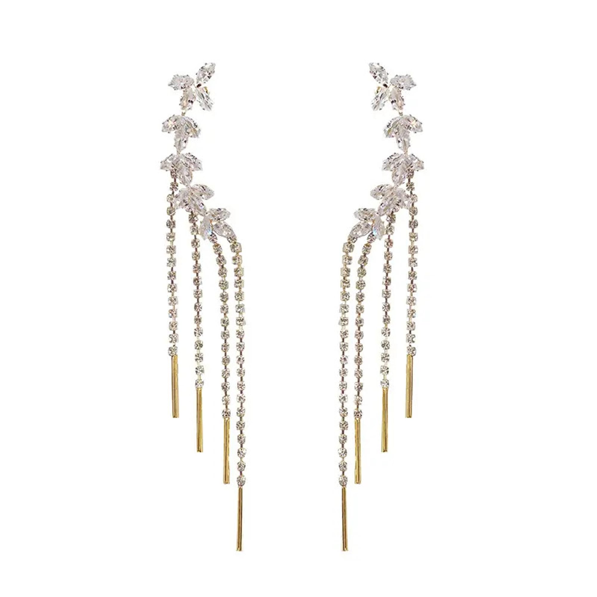 Gold Plated Korean Long Tassel Drop Earrings for Women - Fashion Frill Dangle Earrings Jewelry Gift for Girls | Perfect for Parties, Weddings & Date Nights
