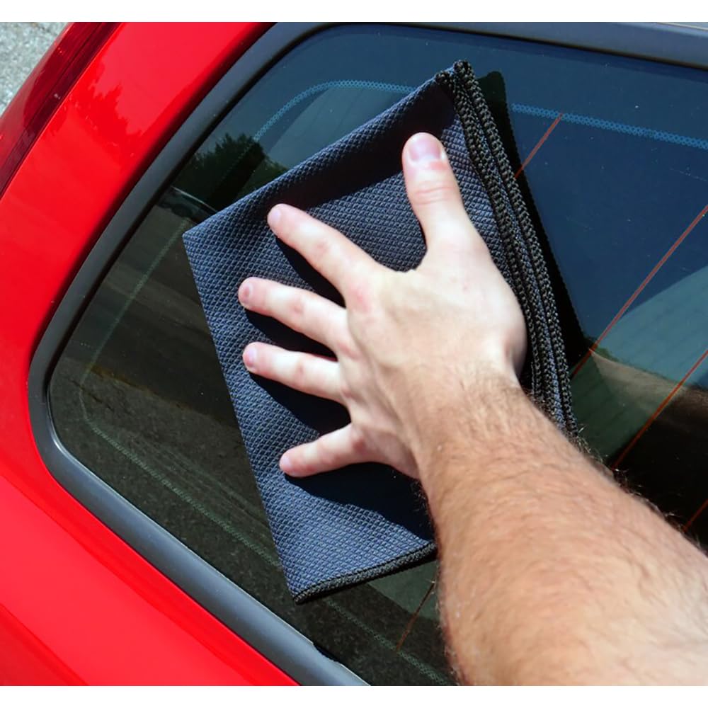 The Rag Company - Premium Diamond Weave Glass & Window Cleaning Towels (6-Pack) - Ultra Soft Lint-Free Microfiber Cloths for Streak-Free Shine on Mirrors, Chrome & Glass Surfaces - 16